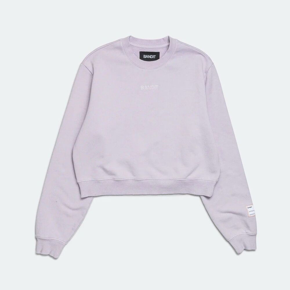 Bandit Women's Running Cotton Fleece Cropped Crewneck Light Thistle Size XS